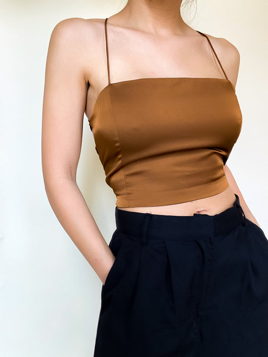 Copper Backless Satin Top