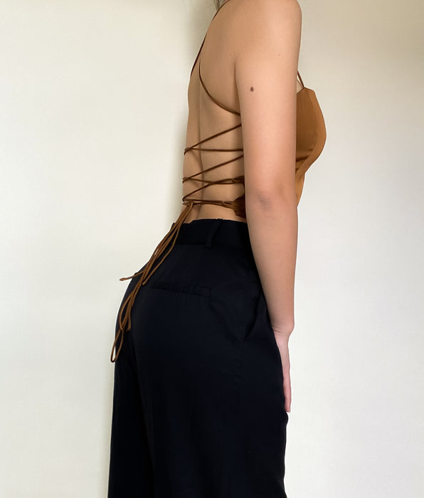 Copper Backless Satin Top